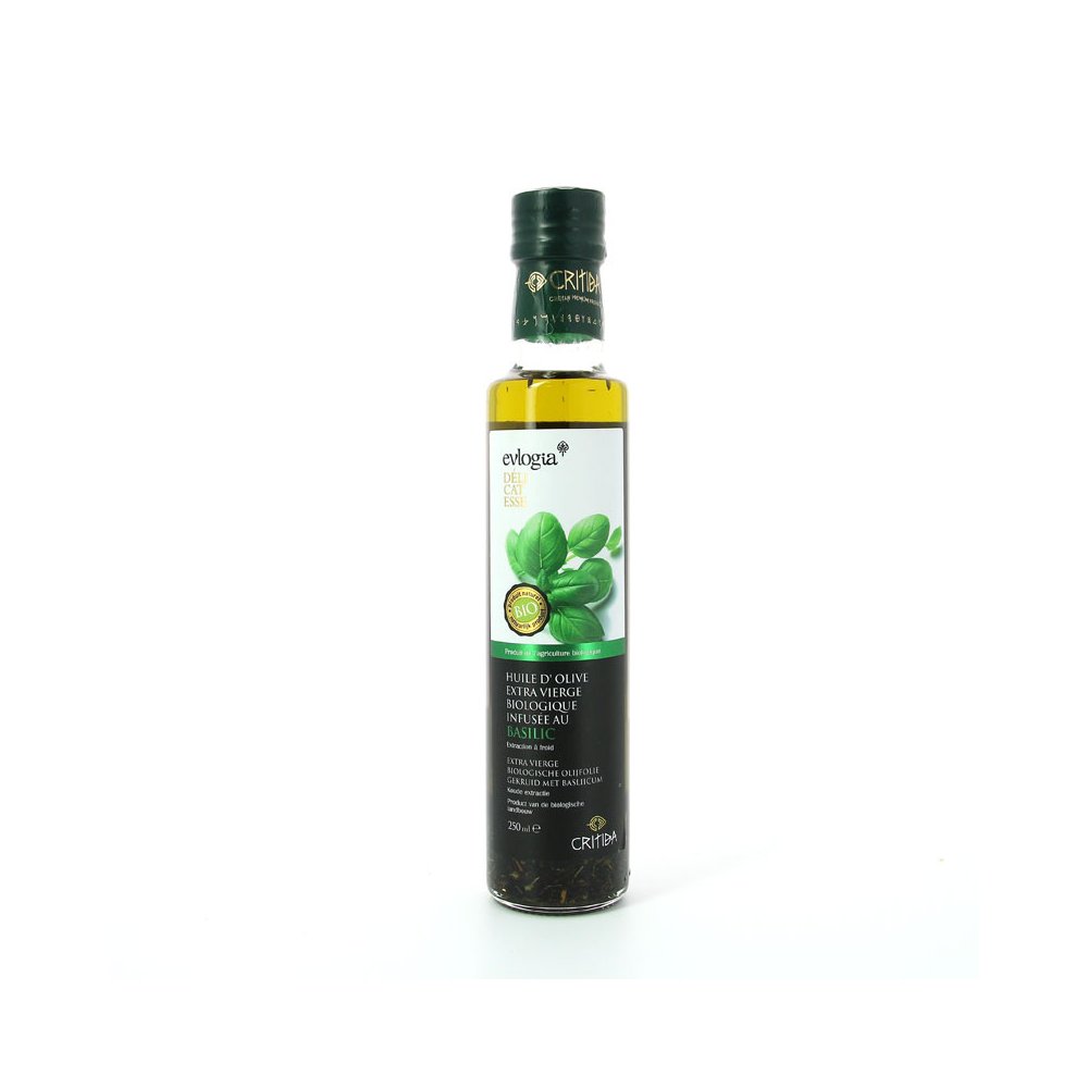 Huile d'olive Extra Vierge Bio infusée au basilic 250ml -Critida