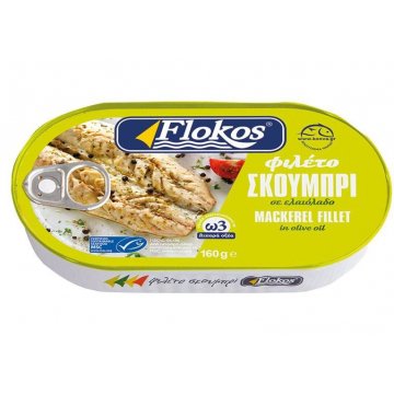 Maquereau grec en filets à l'huile d'olive de Grèce 160gr Flokos