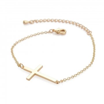 Bracelet réglable avec croix dorée