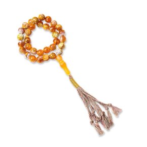 Komboloi couleur ambre avec ficelle 30cm