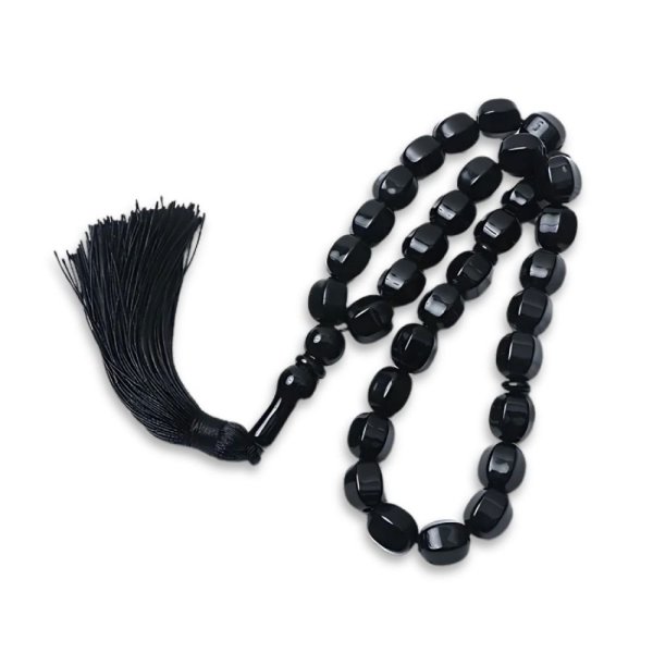 Komboloi noir avec pompons 30cm