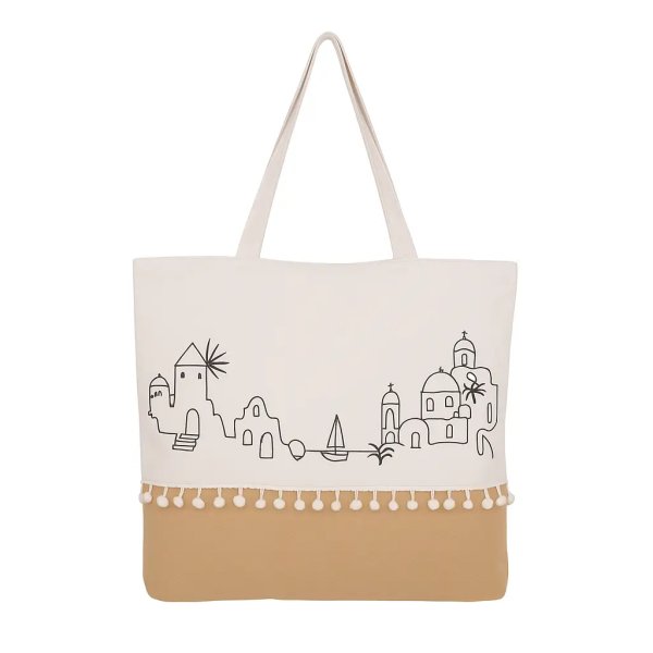 Sac en tissu fourre tout 40x40cm villages grecques monoligne