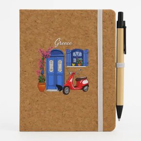 Carnet de Notes avec Stylo et Couverture en Bois 9x13cm